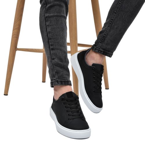 Sneakers LC Noir et Blanc - Simili Cuir - Design Nubuck - Pour Homme