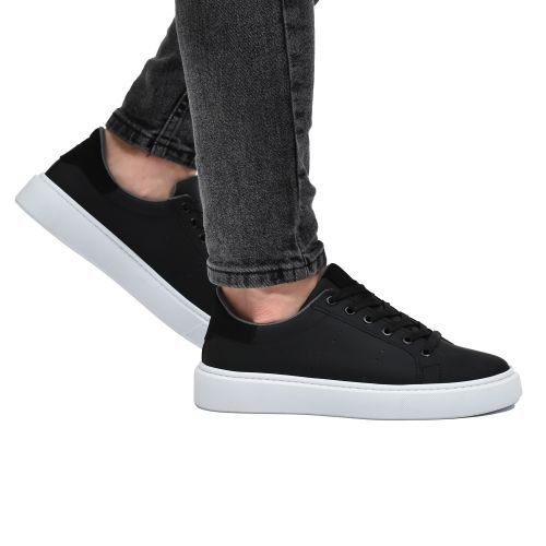 Sneakers LC Noir et Blanc - Simili Cuir - Design Nubuck - Pour Homme