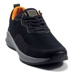 Sneakers  Noir et Orange - Textile - Simili Cuir - Nubuck